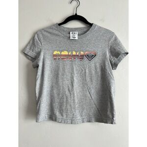 Vintage Roxy Shirt Womens M Y2K Graphic Surf Beach Baby Tee Hearts USA Made